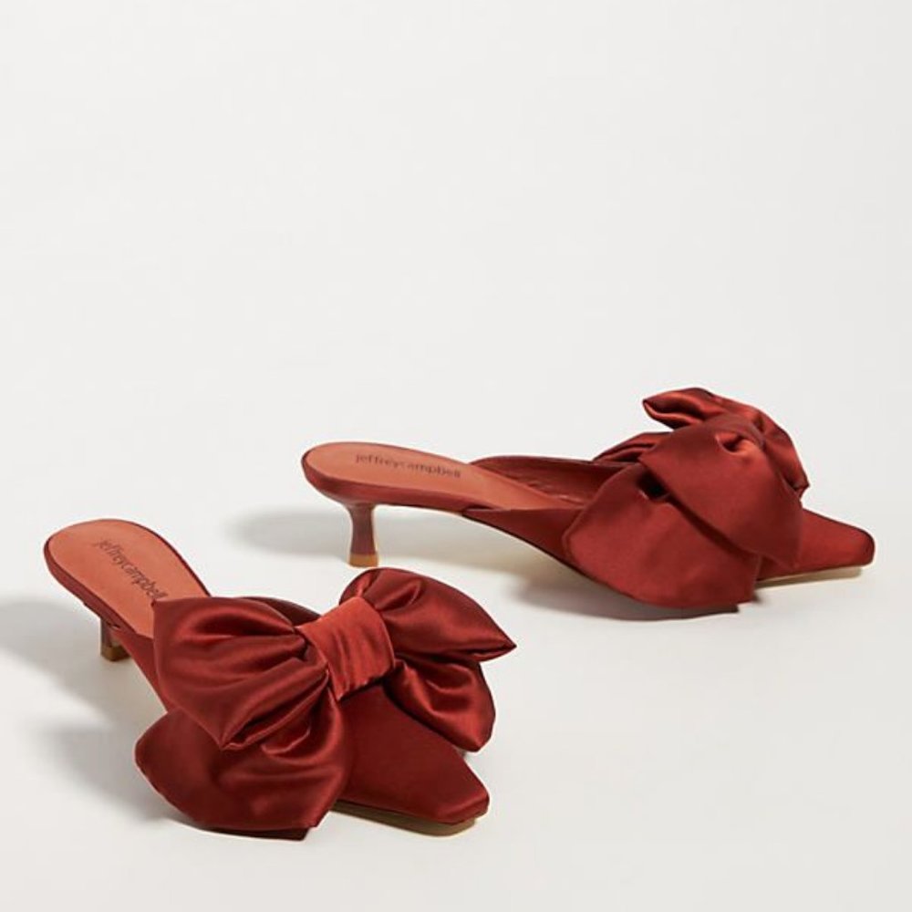 Anthropologie Jeffrey Campbell Bow Kitten Heel Slip On-Mules (NWT) - Picture 1 of 2
